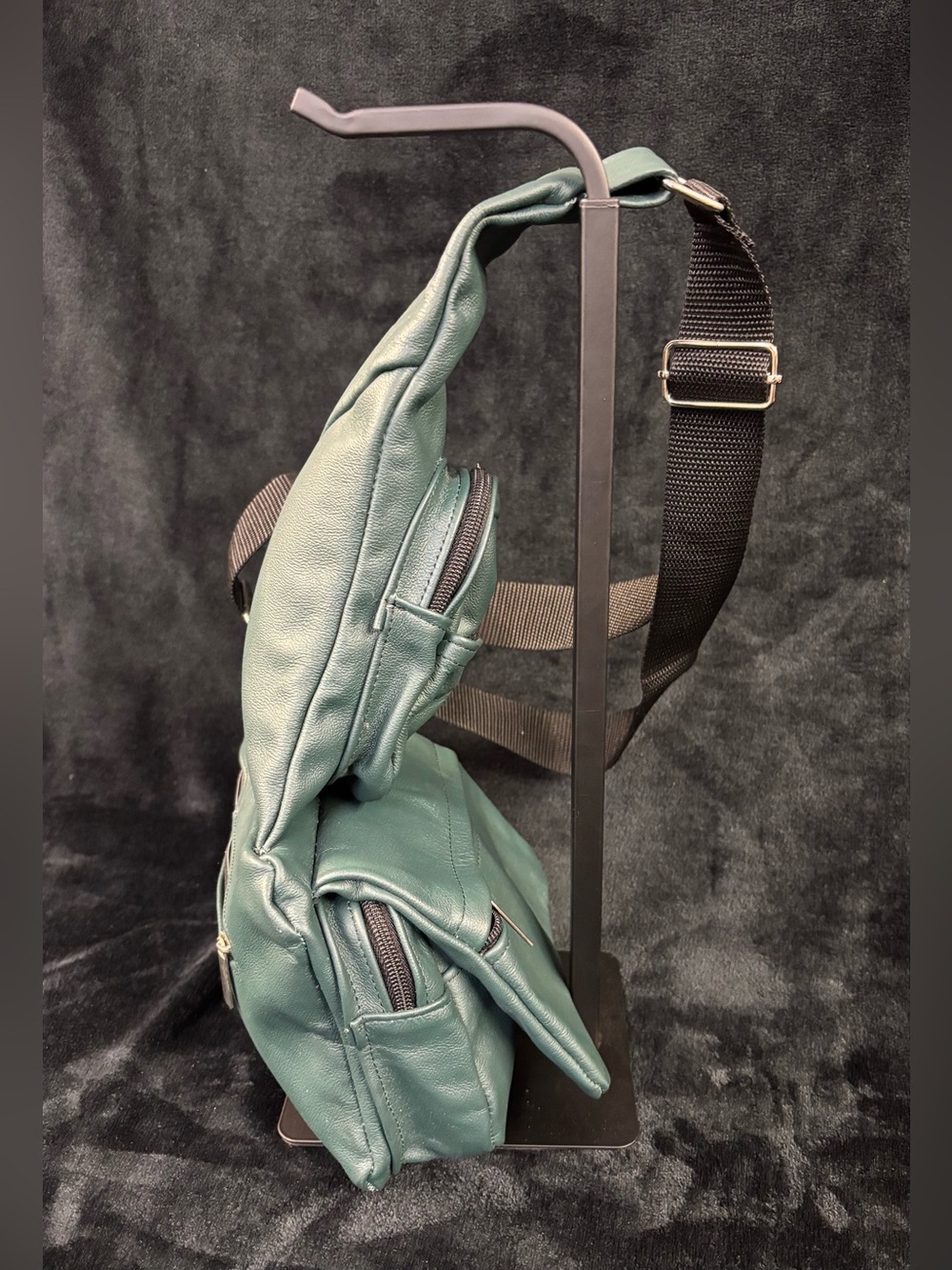 Genuine Leather Teal Crossbody Chest Sling Bag Made in Mexico - Picture 4 of 16